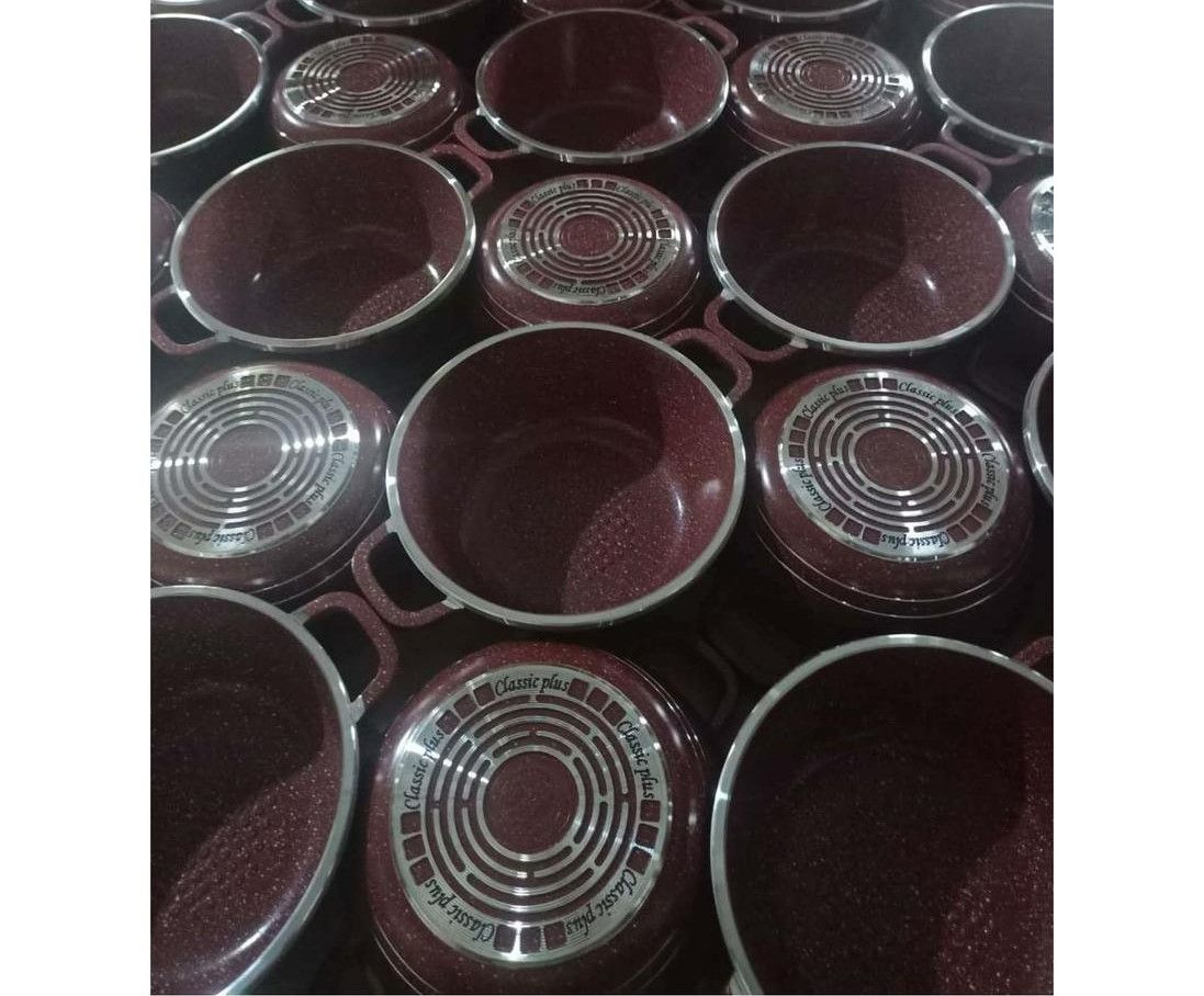 12pcs Heavy Granite Aluminum Pot Non-stick Sufuria Cookware Set(5pcs Pots+5pcs lids+2pcs gloves) 20cm+24cm+28cm+32cm pot+28cm Frying Pan Wheatstone Die