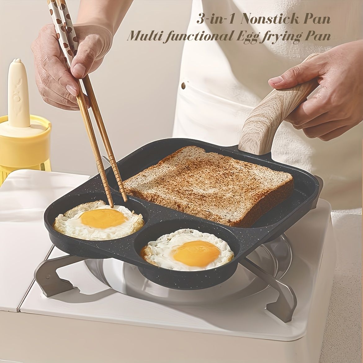 3-Hole Frying Pot Pan Thickened Omelet Non-stick Egg Pancake Steak Pan Cooking Egg Ham Pans Dual Purpose Cookware Pan