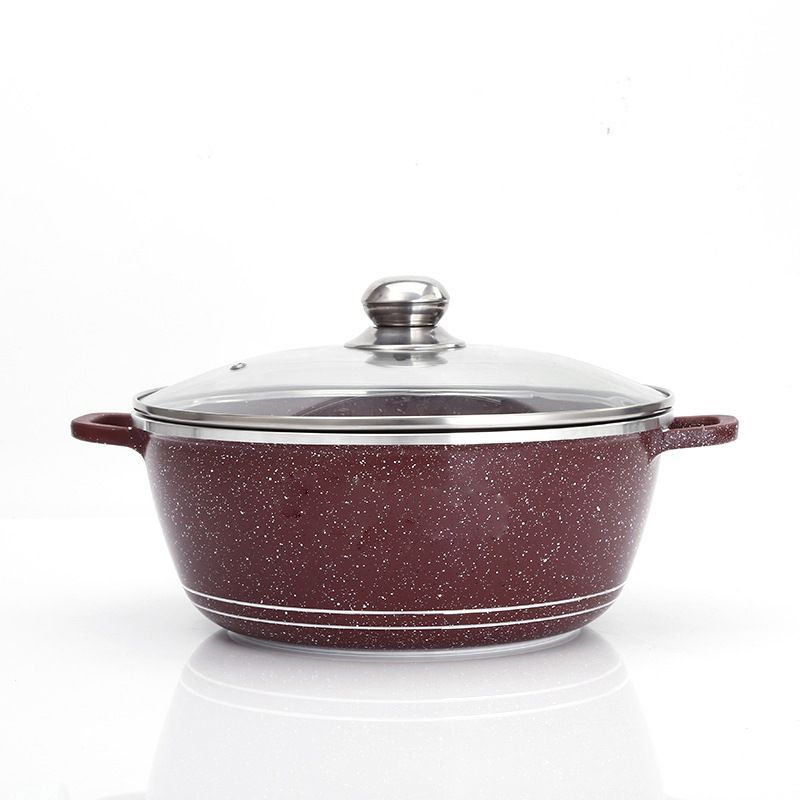 12pcs Heavy Granite Aluminum Pot Non-stick Sufuria Cookware Set(5pcs Pots+5pcs lids+2pcs gloves) 20cm+24cm+28cm+32cm pot+28cm Frying Pan Wheatstone Die