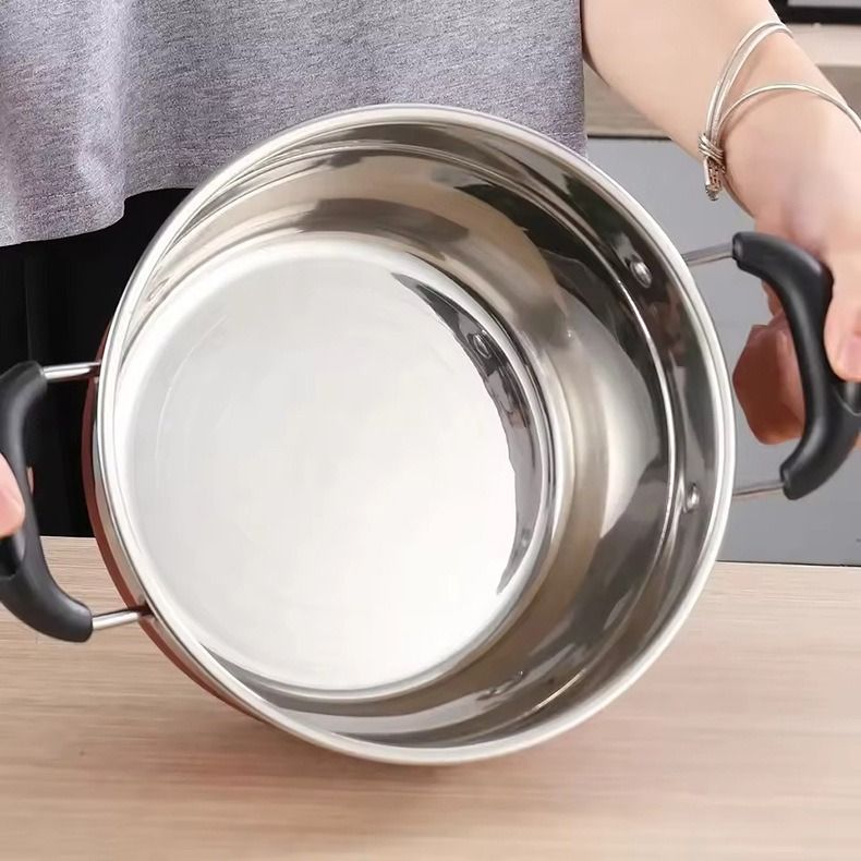 Set of 12PCS Non-stick Stainless Steel Cookware Sets Pots and Pans  Cooking Pot Set Stainless Steel Cookware Set Sufuria Set (6PCS 18/18//20/22/24/26CM  Pots+6PCS Lids)