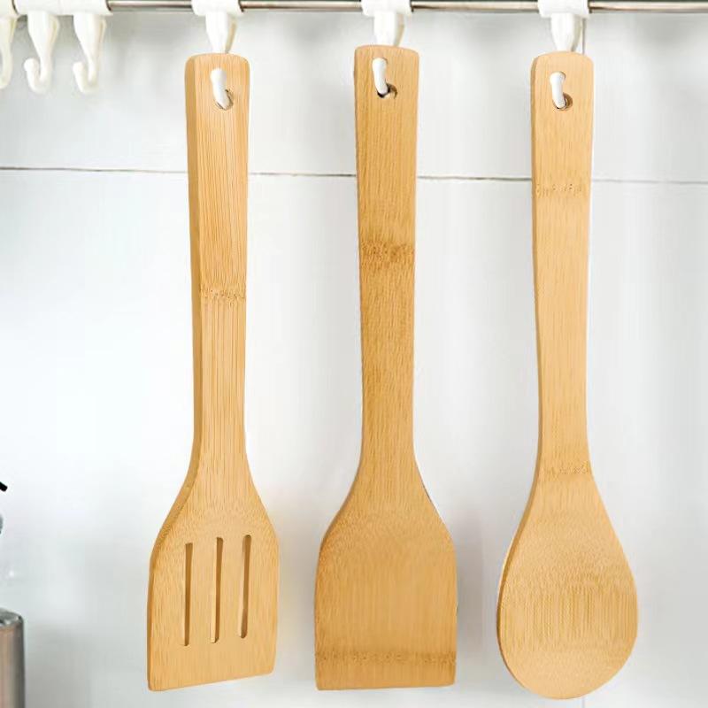 Set of 6PCS Bamboo Wooden Spoons for Cooking  Apartment Essentials Wood Spatula Spoon Nonstick Kitchen Utensil Set