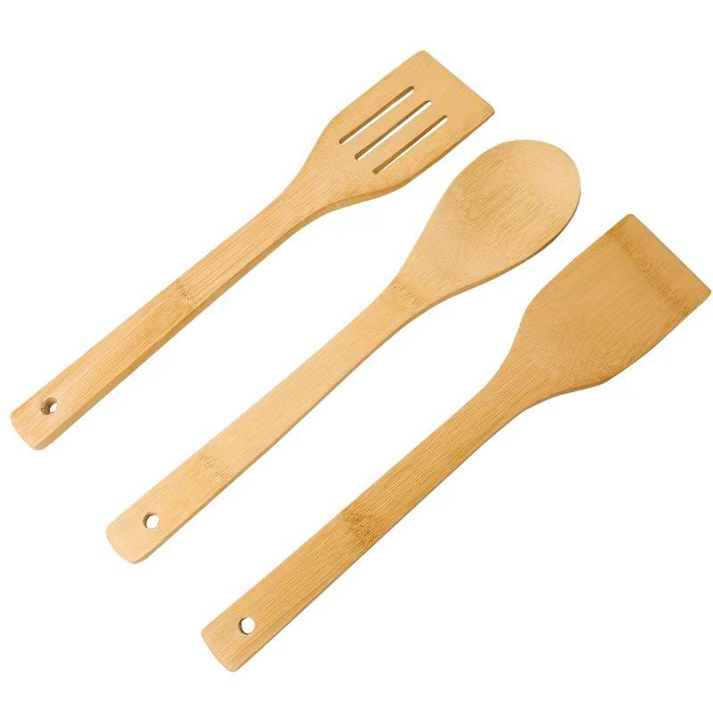 Set of 6PCS Bamboo Wooden Spoons for Cooking  Apartment Essentials Wood Spatula Spoon Nonstick Kitchen Utensil Set