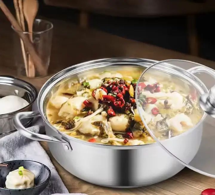 Set of 6PCS Non-stick Stainless Steel  Cookware Sets  Sufuria Set  Cooking Pot Set  Suitable for Various Stoves Such As Induction Cookers（3pcs 16CM+18CM+20CM Pots+3pcs Lids)