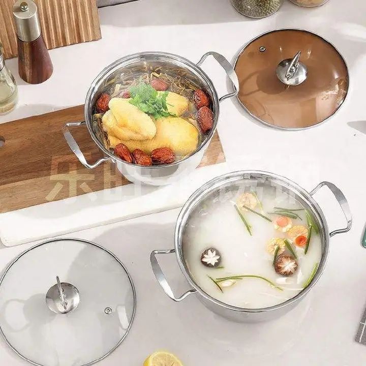 Set of 10PCS  Stainless Steel Cookware Set  Cooking Pot Set Sufuria Set  (5PCS 16/18/20/22/24CM Pots+5PCS Lids)