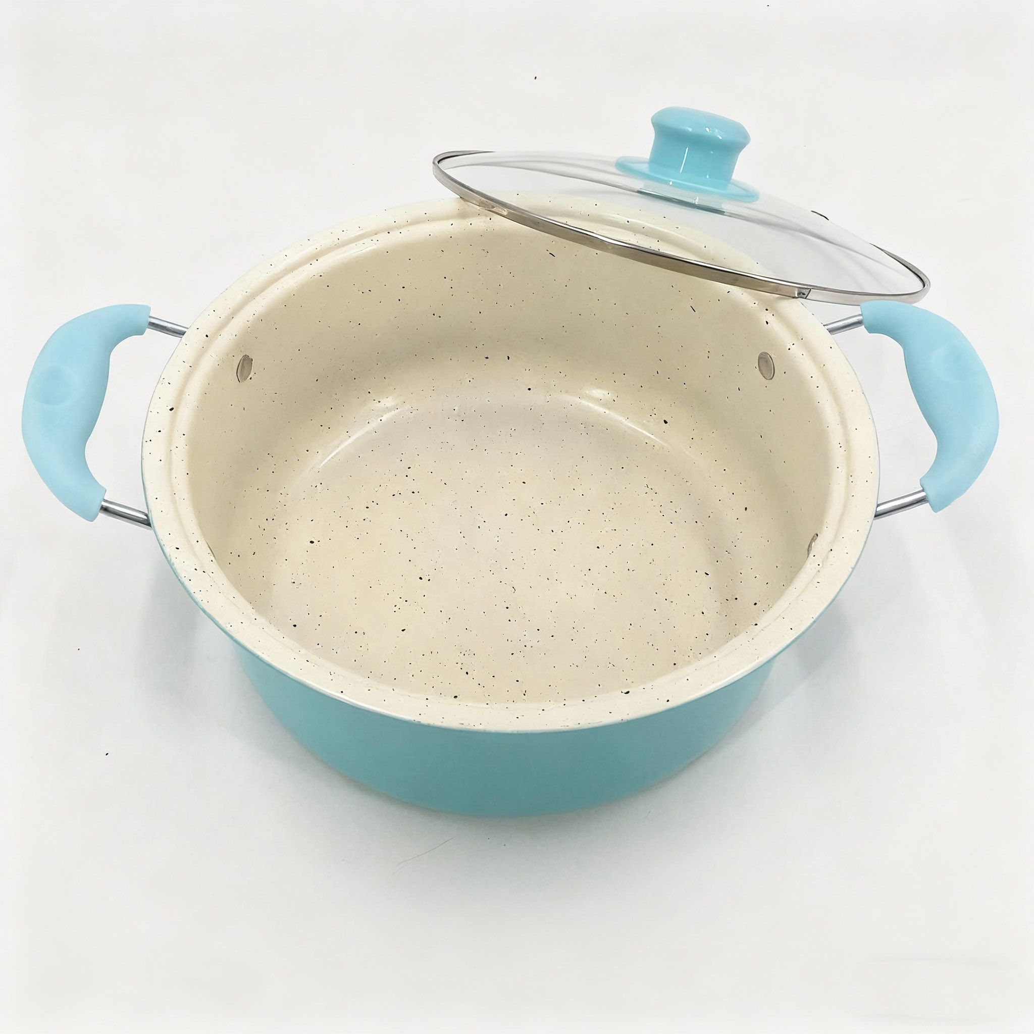 HotChef  Set of 13PCS Non-stick Colorful Marble Cast Iron Cookware Set Pots and Pans Cooking Pot Set Sufuria Set (3PCS 16/20/22CM Pots+1PC 22CM Pan + 6PCS kitchen Tools)