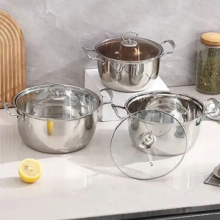 Set of 10PCS  Stainless Steel Cookware Set  Cooking Pot Set Sufuria Set  (5PCS 16/18/20/22/24CM Pots+5PCS Lids)