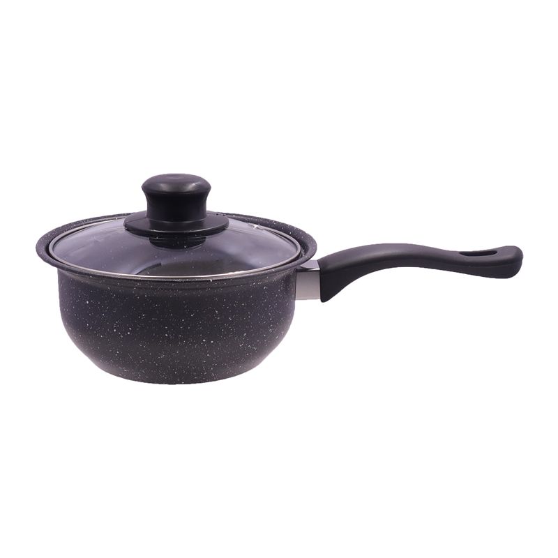 HotChef  Set of 7PCS  Non-stick  Iron Granite Coating Cookware Set Sufuria Set Cooking Pot Set (3PCS 16/18/24 Pots+3pcs Glass Lids+1pc 24cm Pan)