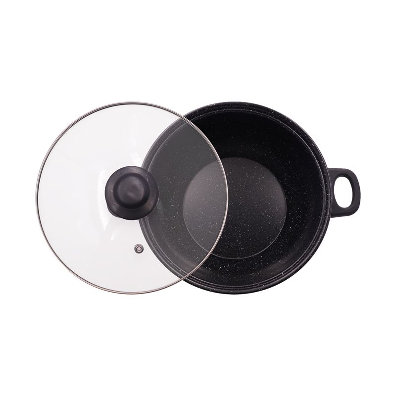 HotChef  Set of 7PCS  Non-stick  Iron Granite Coating Cookware Set Sufuria Set Cooking Pot Set (3PCS 16/18/24 Pots+3pcs Glass Lids+1pc 24cm Pan)