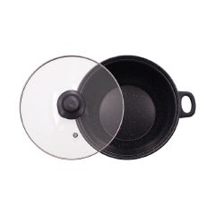 HotChef  Set of 7PCS  Non-stick  Iron Granite Coating Cookware Set Sufuria Set Cooking Pot Set (3PCS 16/18/24 Pots+3pcs Glass Lids+1pc 24cm Pan)  TTG100