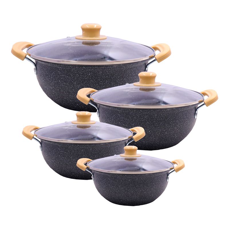 HotChef   Set of 10PCS  Non-stick Iron Marble Coating Cookware Set Sufuria Set Cooking Pot Set  (5PCS 18/20/22/24/26CM Pots+5PCS Lids)