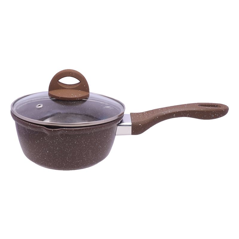 HotChef  Set of  7PCS  Non-stick  Die-cast Marble Iron Cookware Set Pots and Pans Cooking Pot Set Sufuria Set  Suitable for induction cookers (3PCS 16/20/24CM Pots +1PC 24CM Pan +3PCS Glass Lids)