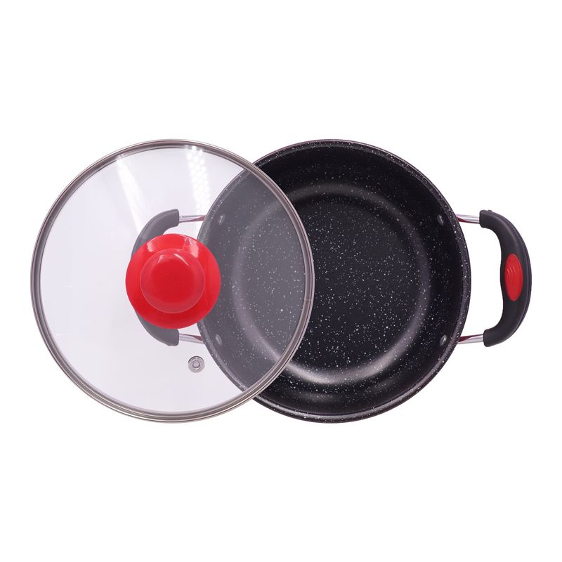 HotChef  Set of 10PCS Non-stick Iron Marble Coating Cookware Set Sufuria Set Cooking Pot Set  Suitable for Induction Cookers (5PCS 18/20/22/24/26CM Pots+5PCS Glass Lids)