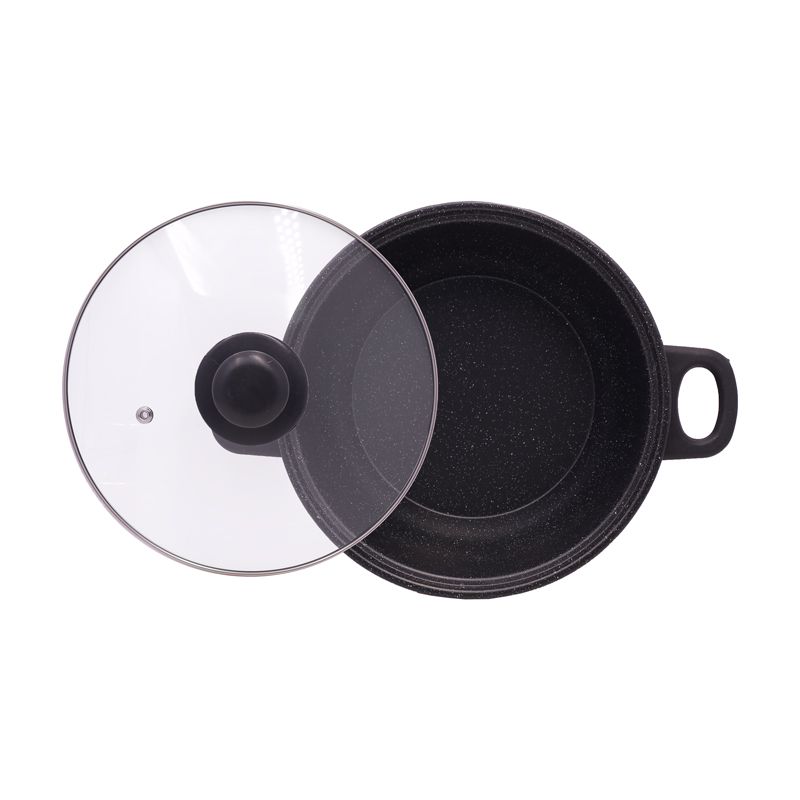 HotChef 1Set 22cm /24cm Non-stick  Marble Cast Iron Multipurpose Pot  Deep Fryer With Convenient Fry Basket