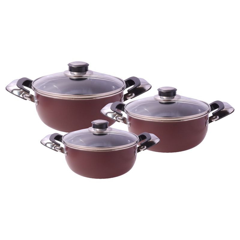 HotChef  Set of 6PCS  Non-stick Cookware Set Sufuria Set Cooking Pot Set Suitable for Induction Cooker  (3PCS 18/20/22cm Pots +3PCS Lids)