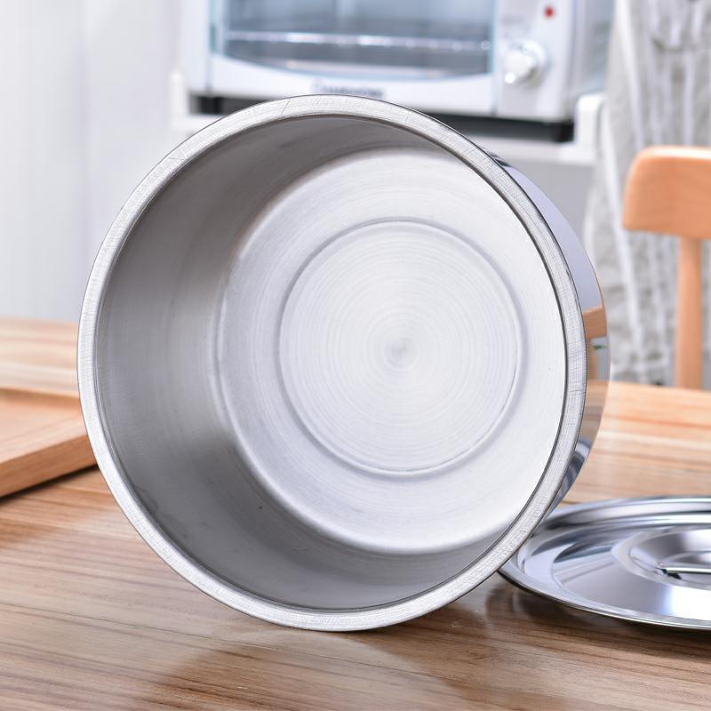 Set of 10PCS Stainless Steel Cooking Pot  Seasoning Oil Basin  Fresh-Keeping Box Household Multi-Purpose Soup Pot With Lid Set (5PCS 16/18/20/22/24 Pots+5PCS Lids)