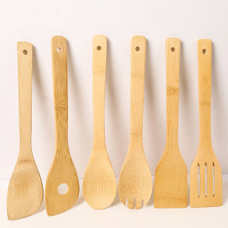 Set of 6PCS Bamboo Wooden Spoons for Cooking  Apartment Essentials Wood Spatula Spoon Nonstick Kitchen Utensil Set