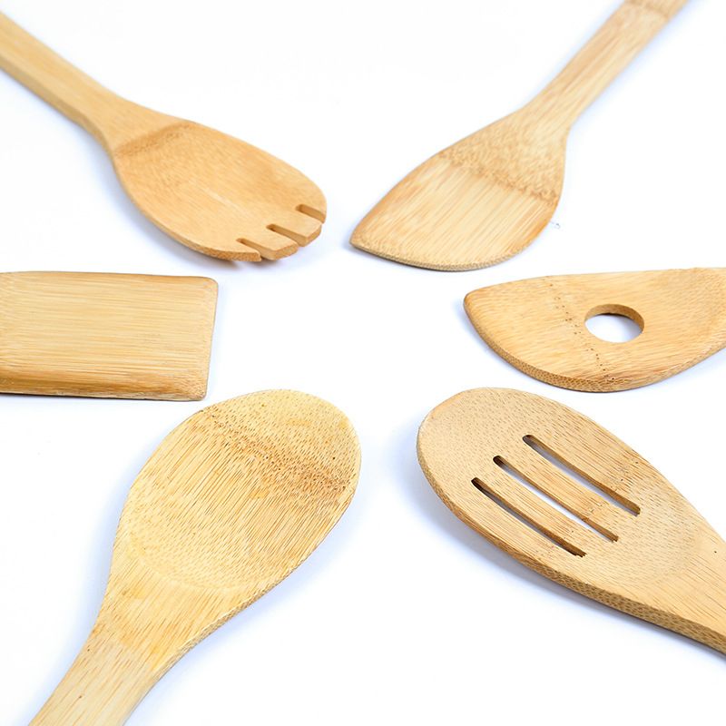 Set of 6PCS Bamboo Wooden Spoons for Cooking  Apartment Essentials Wood Spatula Spoon Nonstick Kitchen Utensil Set