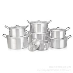 【On Sale】Set of 14PCS  Aluminum Non Stick Cookware Set Sufuria Set Nonstick Pots Soup Pot Milk Pot  Set (7PCS 14/16/18/20/22/24/26CM Pots +7PCS Lids)
