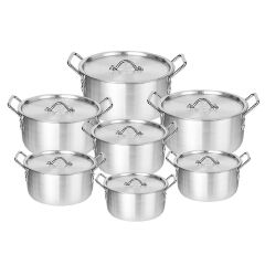 【On Sale】Set of 14PCS  Aluminum Non Stick Cookware Set Sufuria Set Nonstick Pots Soup Pot Milk Pot  Set (7PCS 14/16/18/20/22/24/26CM Pots +7PCS Lids)