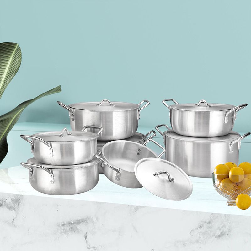 Set of 14PCS  Aluminum Non Stick Cookware Set Sufuria Set Nonstick Pots Soup Pot Milk Pot  Set (7PCS 14/16/18/20/22/24/26CM Pots +7PCS Lids)