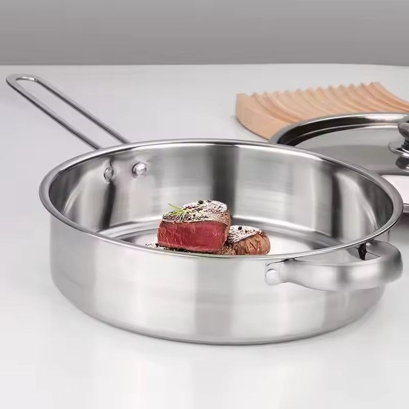 【On Sale】Set of 12PCS Non-stick Stainless Steel Cookware Set Cooking Pot Set Sufuria Set (6PCS 18/20/22/24/26/28 CM Pots+6PCS Stainless Steel Lids)