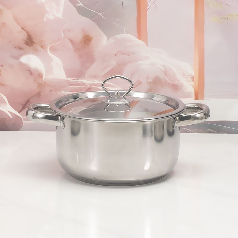 Set of 15PCS Non-stick Stainless Steel Cookware Set Cooking Pot Set Sufuria Set (6PCS 18/18/20/22/26/26 CM Pots+6PCS Stainless Steel Lids+3PCS Stainless Steel Spoon Set )