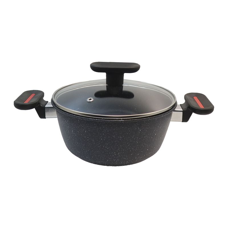 【On Sale】HotChef Set of 10PCS Non-stick Iron Marble Coating Die Casting Cookware Set Sufuria Set Cooking Pot Soup Pots Set Suitable for Induction Cookers (5PCS 20/22/24/26/28CM Pots+5PCS Lids)