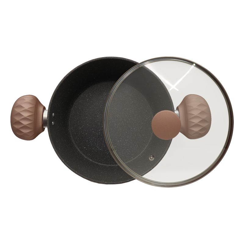 HotChef Set of 7PCS Non-stick Aluminum Marble Coating Cookware Set Sufuria Set Cooking Pot Soup Pots Set (3PCS 18/20/24CM Pots+1PC 24CM Pan+3PCS Lids)