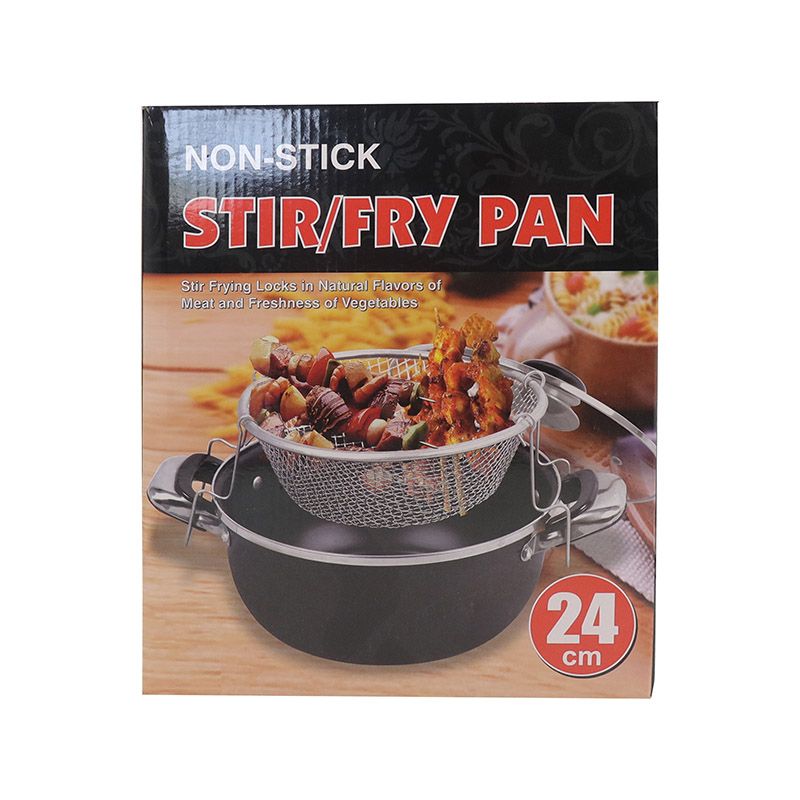 HotChef Set of 2PCS  24CM Non-stick  Iron Multipurpose Pot Deep Fry Pan  With Convenient Fry Basket Suitable for Induction Cookers