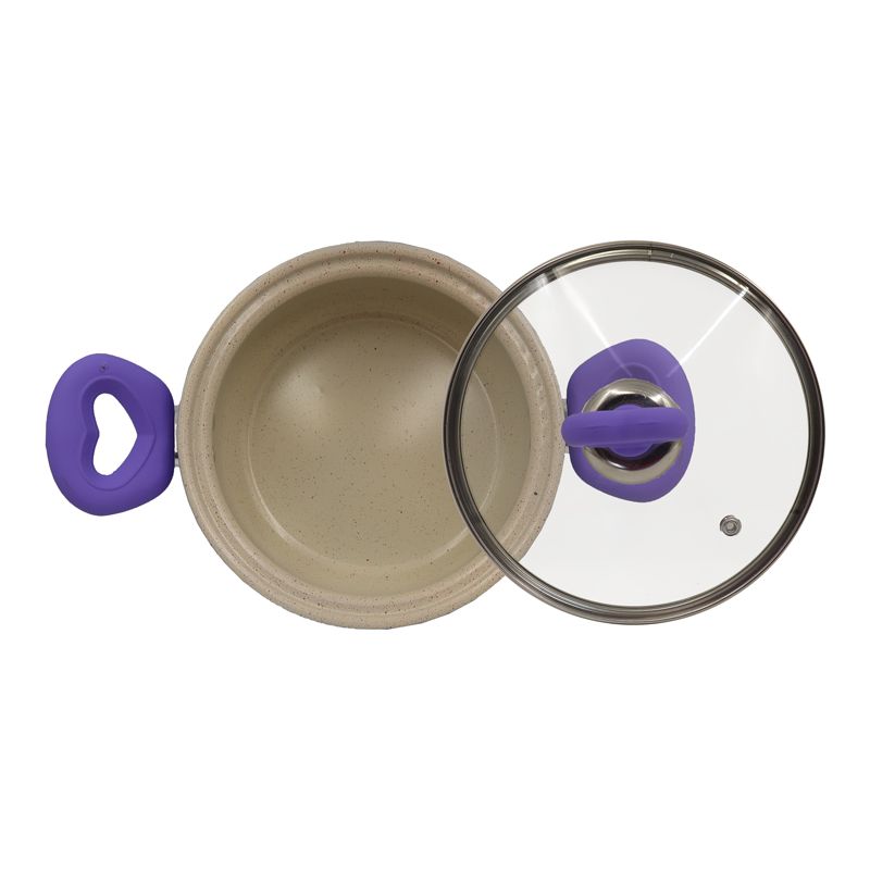 HotChef Set of 10PCS Non-stick Iron Marble Coating Cookware Set Sufuria Set Cooking Pot Set Suitable for Induction Cookers (5PCS 18/20/22/24/26CM Casseroles +5PCS Glass Lids)