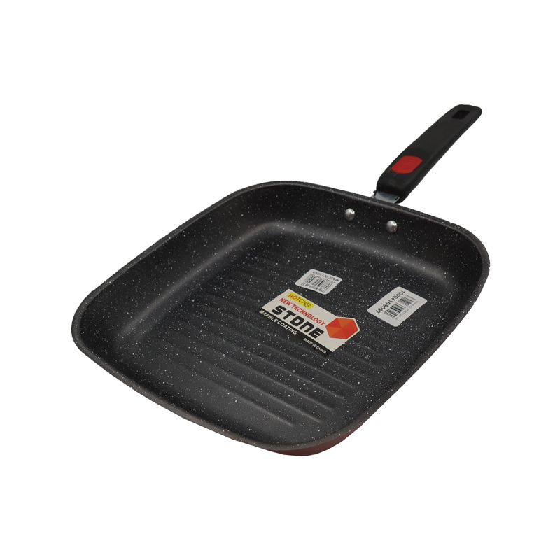 HotChef 1PC 24/26CM Non-stick Marble Coating Pan Iron Square  Sufuria Frying Pan Suitable for Induction Cookers