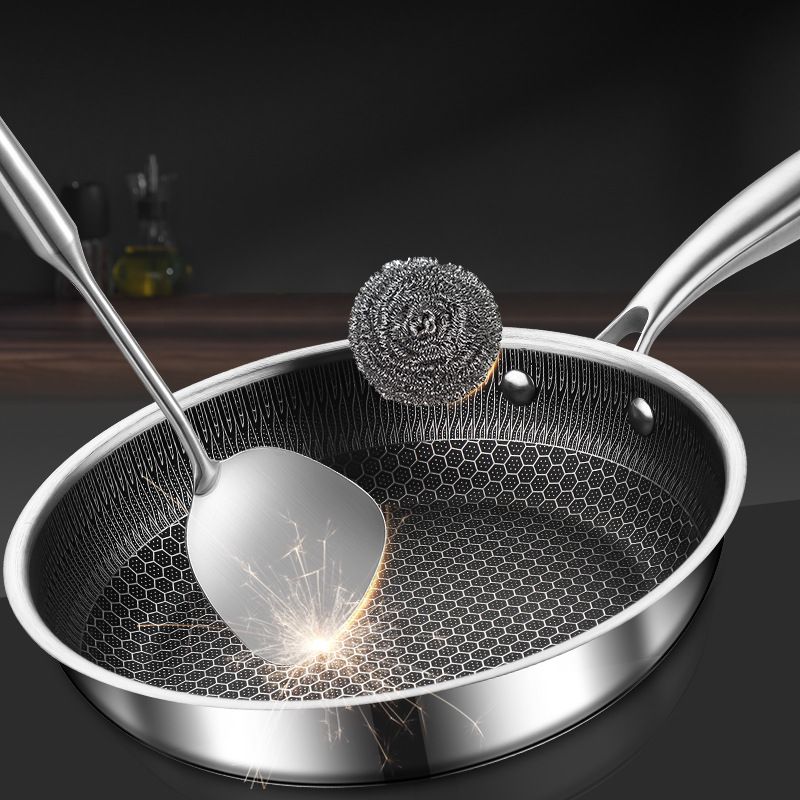 1PC 26CM/28CM/30CM Stainless Steel Honeycomb Non-Stick Pan Household Induction Cooker Gas Stove Universal Pot Frying Pan Cooking Pot