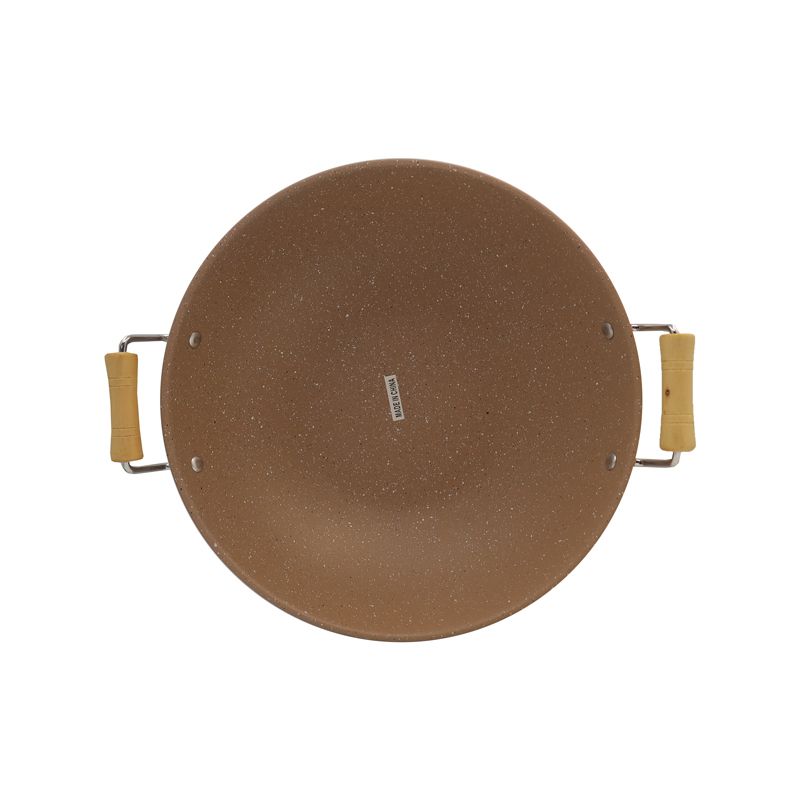 HotChef 1PC 30CM Non-stick Wooden Handle Thick Marble Coating Pan Iron Sufuria Professional Deep Pot