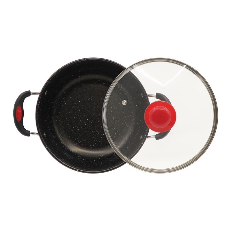 HotChef Set of 6PCS Non-stick Iron Cookware Set  Sufuria Set Cooking Pot Soup Pots Set Suitable for Induction Cookers (3PCS 22/24/26CM Pots+3PCS Lids) TTG102