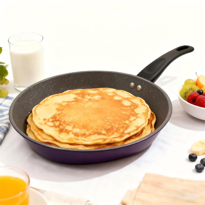 HotChef 1PC 22/24/26/28CM Non-stick Thick Marble Coating Pan Iron Sufuria Frying Pan Suitable for Induction Cookers