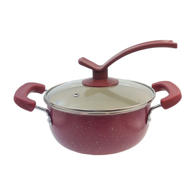 HotChef Set of 6PCS Non-stick Iron Marble Coating Cookware Set  Sufuria Set Cooking Pot Soup Pots Set Suitable for Induction Cookers (3PCS 18/20/22CM Pots+3PCS Lids)  TTG122