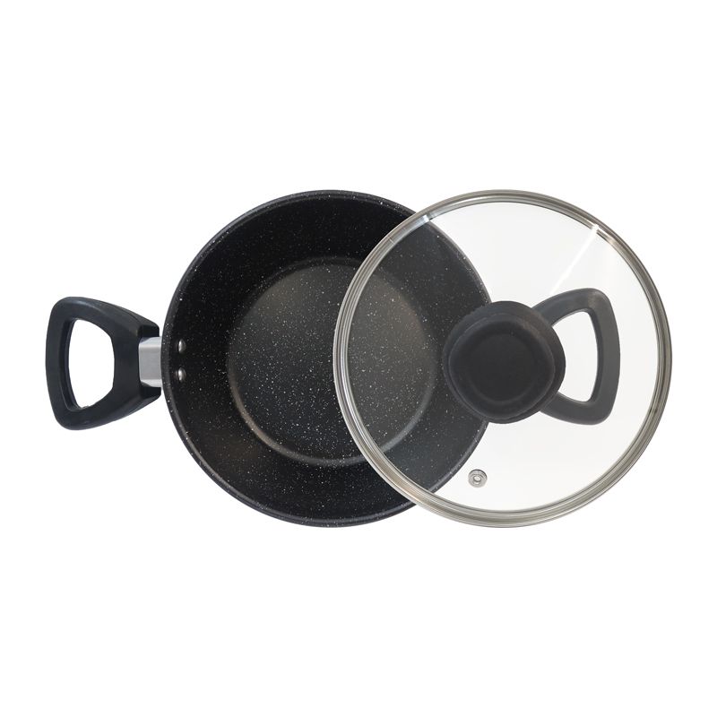 HotChef Set of 10PCS Non-stick Iron Marble Coating Cookware Set Sufuria Set Cooking Pot Set Suitable for Induction Cookers (5PCS 18/20/22/24/26CM Pots+5PCS Glass Lids)