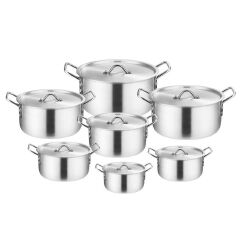 【On Sale】Set of 14PCS  Aluminum Non Stick Cookware Set Sufuria Set Nonstick Pots Soup Pot Milk Pot  Set (7PCS 14/16/18/20/22/24/26CM Pots +7PCS Lids)