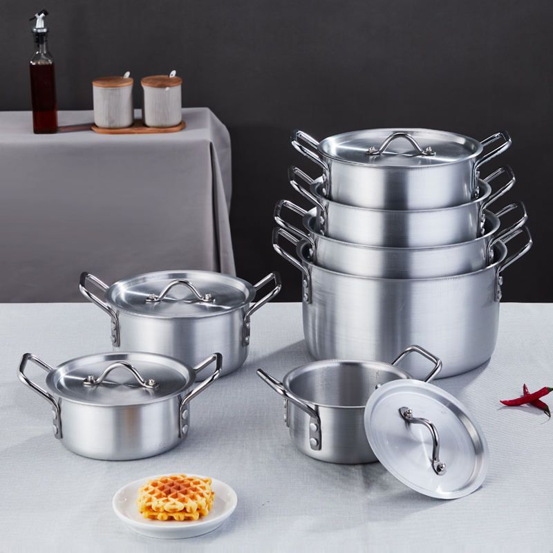 Set of 14PCS  Aluminum Non Stick Cookware Set Sufuria Set Nonstick Pots Soup Pot Milk Pot  Set (7PCS 14/16/18/20/22/24/26CM Pots +7PCS Lids)