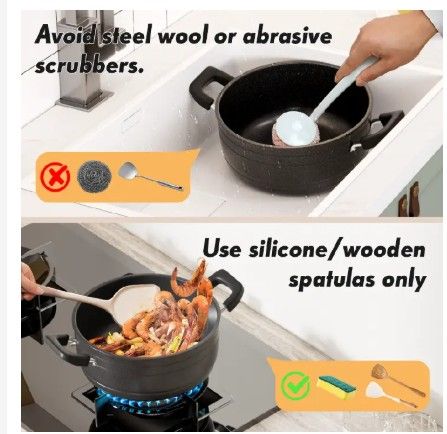 Set of 10PCS Non-stick Iron Marble Coating Cookware Set Sufuria Set Cooking Pot Set Suitable for Induction Cookers (5PCS 18/20/22/24/26CM Pots+5PCS Glass Lids)