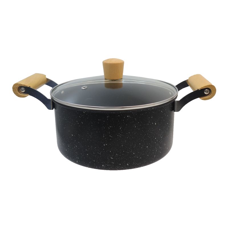 Set of 10PCS Non-stick Iron Marble Coating Cookware Set Sufuria Set Cooking Pot Set Suitable for Induction Cookers (5PCS 18/20/22/24/26CM Pots+5PCS Glass Lids)