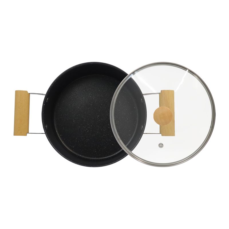 Set of 10PCS Non-stick Iron Marble Coating Cookware Set Sufuria Set Cooking Pot Set Suitable for Induction Cookers (5PCS 18/20/22/24/26CM Pots+5PCS Glass Lids)