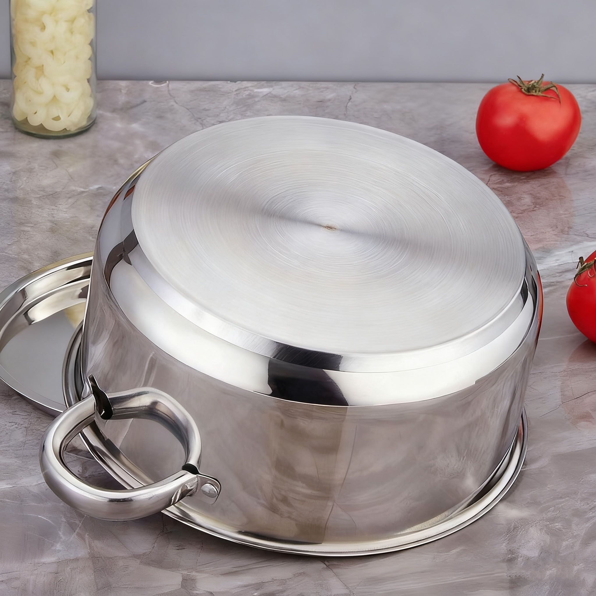 Set of 15PCS Non-stick Stainless Steel Cookware Set Cooking Pot Set Sufuria Set (6PCS 18/18/20/22/26/26 CM Pots+6PCS Stainless Steel Lids+3PCS Stainless Steel Spoon Set )