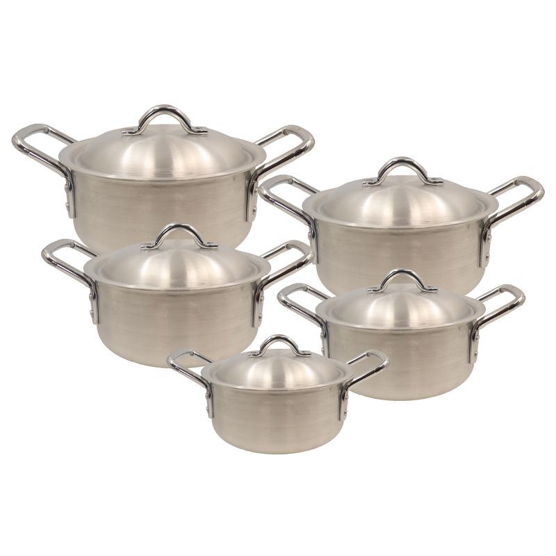 【On Sale】Set of 10PCS  Aluminum Non Stick Cookware Set Sufuria Set Nonstick Pots Soup Pot Milk Pot  Set (5PCS 18/20/22/24/26 CM Pots +5PCS Lids)
