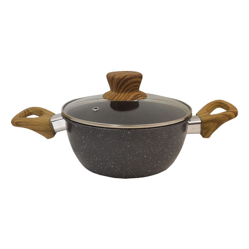 HotChef  Set of  6PCS  Non-stick Iron Marble Coating Cookware Set  Sufuria Set Cooking Pot Soup Pots Set Suitable for Induction Cookers (3PCS 18/20/22CM Pots+3PCS Lids) TTG160