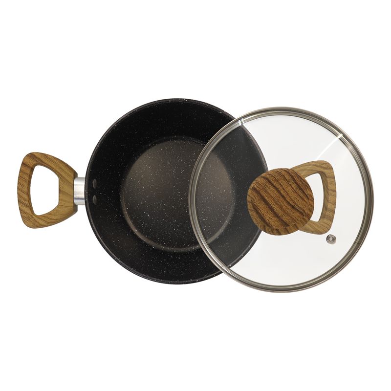 HotChef  Set of  6PCS  Non-stick Iron Marble Coating Cookware Set  Sufuria Set Cooking Pot Soup Pots Set Suitable for Induction Cookers (3PCS 18/20/22CM Pots+3PCS Lids) TTG160