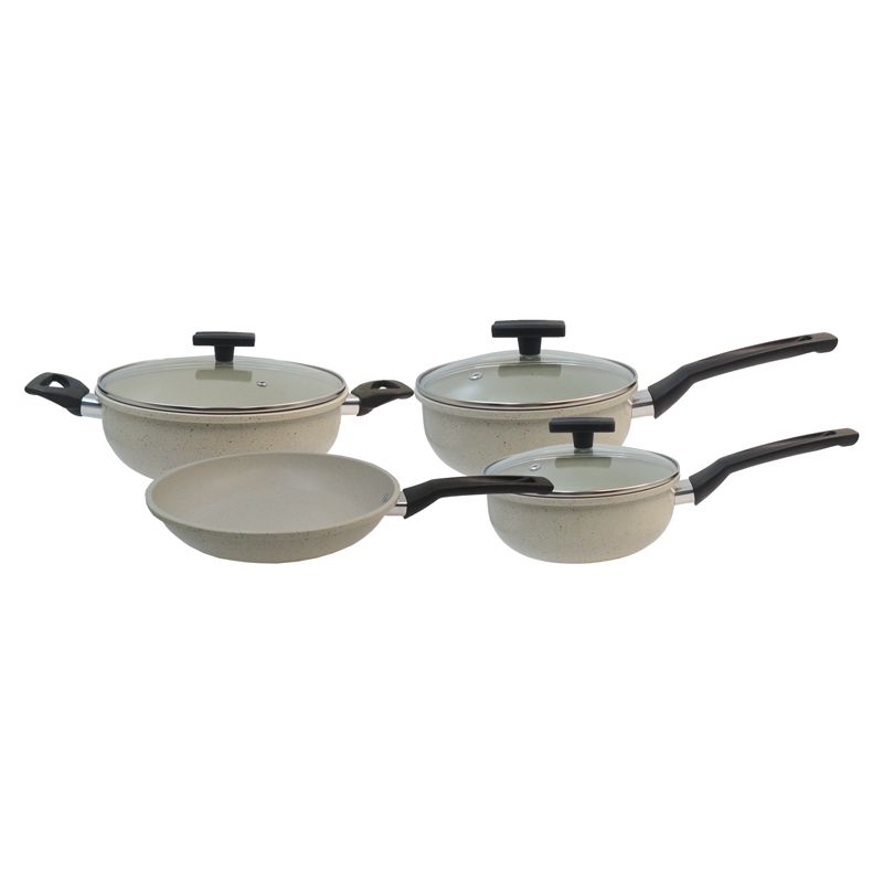 【On Sale】HotChef Set of 7PCS Non-stick Aluminum Marble Coating Cookware Set  Sufuria Set Cooking Pot Soup Pots Set (3PCS 18/20/24CM Pots+1PC 24CM Pan+3PCS Lids)