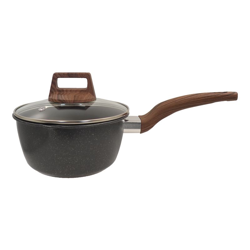 HotChef Set of 7PCS Non-stick Iron Die Casting Medical Stone  Coating Cookware Set Sufuria Set Cooking Pot Soup Pots Set Suitable for Induction Cookers(3PCS 18/20/24CM Pots+1PC 24CM Pan+3PCS Lids)