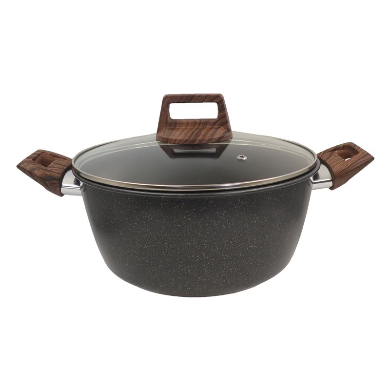 HotChef Set of 7PCS Non-stick Iron Die Casting Medical Stone  Coating Cookware Set Sufuria Set Cooking Pot Soup Pots Set Suitable for Induction Cookers(3PCS 18/20/24CM Pots+1PC 24CM Pan+3PCS Lids)