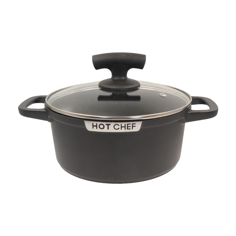 HotChef Set of 10PCS Non-Stick  Die Cast Aluminum Cookware Set Marble Coating Sufuria Set Cooking Pot Set (3PCS 20/24/28 Pots+2PCS 24/28CM Pans + 3PCS Lids +2PCS Accessories)
